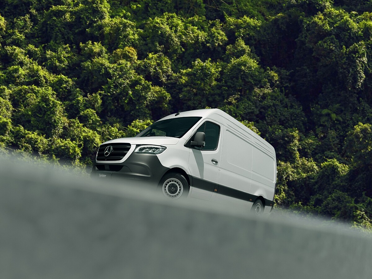 A white van parked on a road